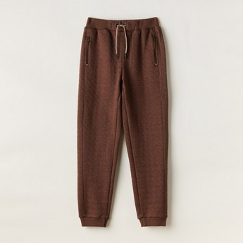 Textured Pants with Drawstring Closure and Pockets