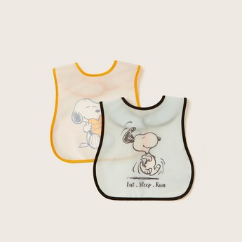 Disney Snoopy Print Bib with Snap Button Closure - Set of 2