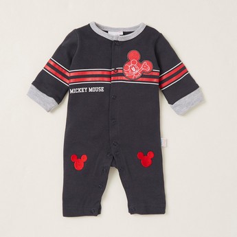 Disney Mickey Mouse Embroidered Detail Sleepsuit with Long Sleeves