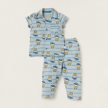 Disney Donald Duck Print Shirt and Full Length Pajama Set