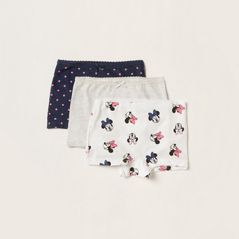 Minnie Mouse Print Boxers with Bow Applique Detail - Set of 3