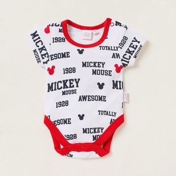 Disney All-Over Mickey Mouse Print Bodysuit with Short Sleeves