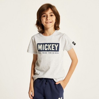 Disney Mickey Mouse Print Round Neck T-shirt and Shorts Set