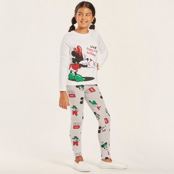 Disney Minnie Mouse Print T-shirt with Long Sleeves