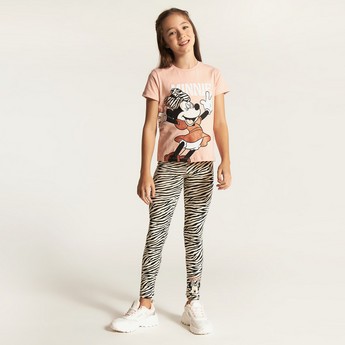 Minnie Mouse Print Leggings with Elasticated Waistband