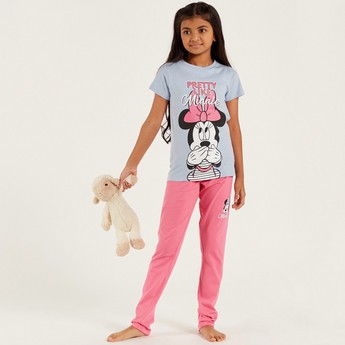 Disney Minnie Mouse Print T-shirt and Pyjama Set