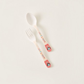 Disney Minnie Mouse Print Spoon and Fork Set