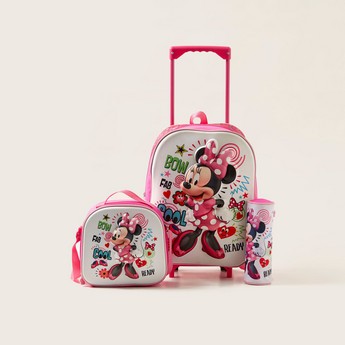 Disney Minnie Mouse Print 3-Piece Trolley Backpack Set