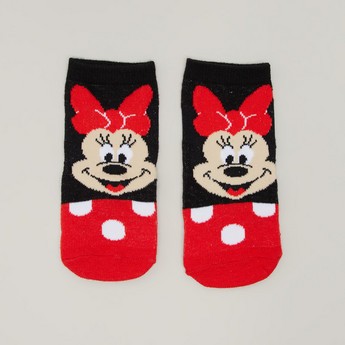 Disney Minnie Mouse Print Socks with Cuffed Hem