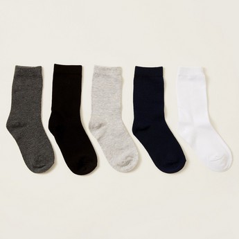 Gloo Solid Crew Length Socks with Cuffed Hem - Pack of 5