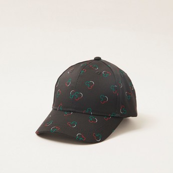 Mickey Mouse Print Cap with Hook and Loop Closure