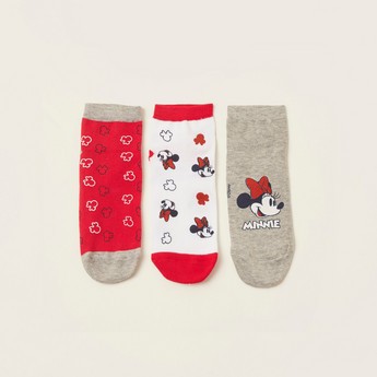 Disney Mickey Mouse Print Ankle Length Socks - Set of 3