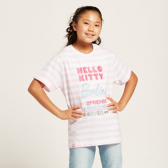 Sanrio Hello Kitty Print T-shirt with Short Sleeves