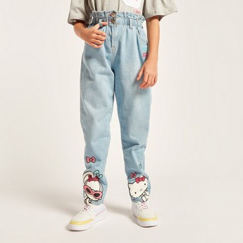 Sanrio Hello Kitty Mid-Rise Jeans with Pockets and Button Closure