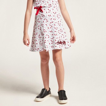 Sanrio Hello Kitty Print Mini Skirt with Bow Accent