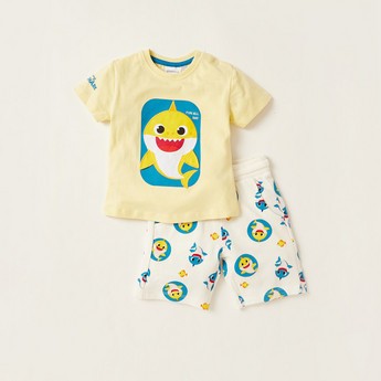 Printed Round Neck T-shirt and Shorts Set