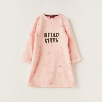 Sanrio Hello Kitty Print Night Dress with Long Sleeves