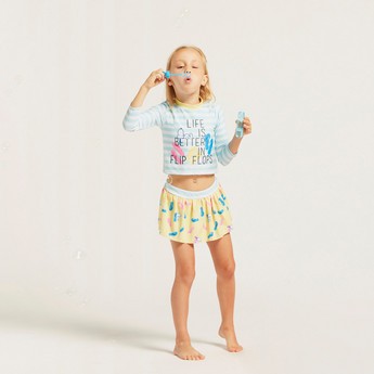 Peanuts Graphic Print T-shirt and Shorts Set