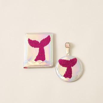 Charmz Sequin Detail Passport Cover and Luggage Tag