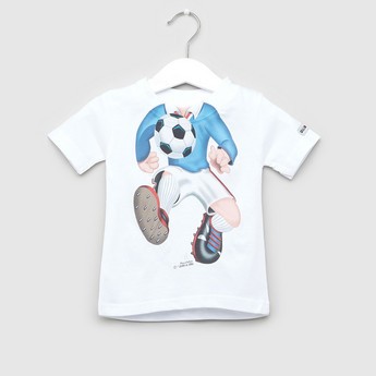 Just Add a Kids Soccer Print T-shirt with Round Neck and Short Sleeves