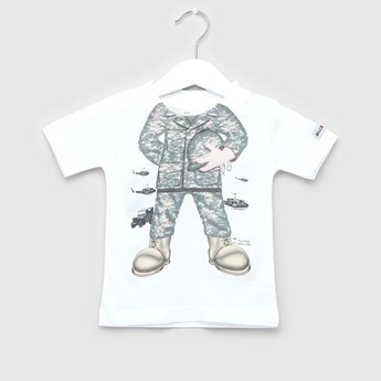 Just Add A Kids Army Boy Print T-shirt with Round Neck