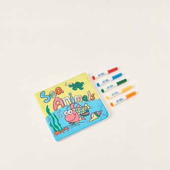 Juniors Sea Animals Washable Colouring Book and Markers Set