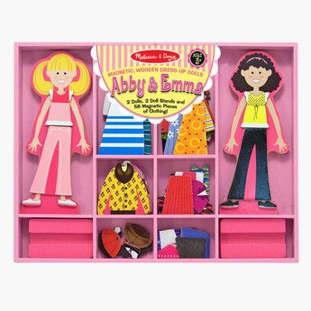 Melissa and Doug Abby & Emma Magnetic Wooden Dress-Up Dolls