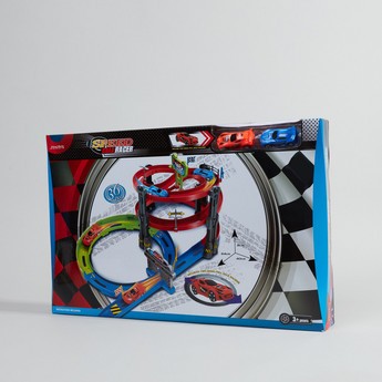 Juniors Super Racer Track Playset with 2 Pull Back Cars