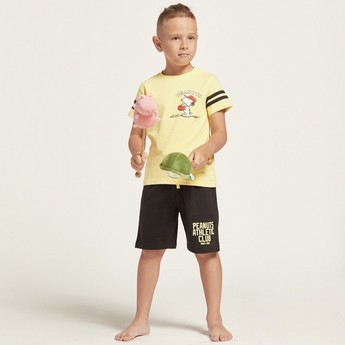 Snoopy Graphic Print T-shirt with Shorts Set