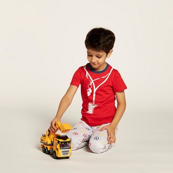 Juniors Football Theme T-shirt and Printed Pyjama Set