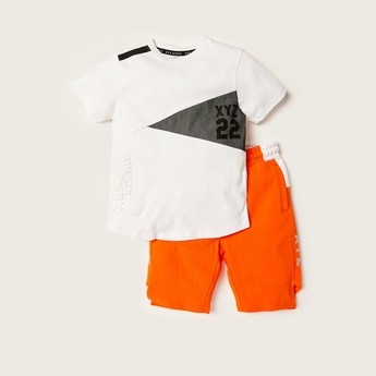 XYZ Panelled Crew Neck T-shirt and Shorts Set