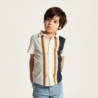 Juniors Panelled Shirt with Short Sleeves and Button Closure