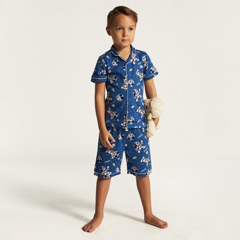 Mickey Mouse Print Shirt and Shorts Set