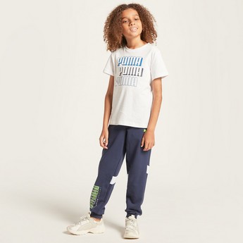 PUMA Typographic Print T-shirt with Short Sleeves