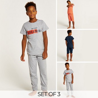 Juniors Printed Short Sleeves T-shirt with Shorts - Set of 3