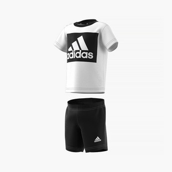 adidas Printed Round Neck T-shirt and Shorts Set