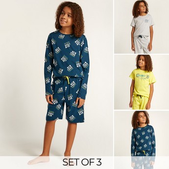 Juniors 6-Piece Printed Crew Neck T-shirt and Shorts Set