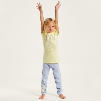 Disney Printed Crew Neck T-shirt and Pyjama Set