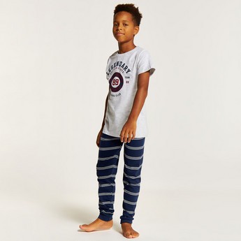 Juniors Printed Crew Neck T-shirt and Pyjama Set