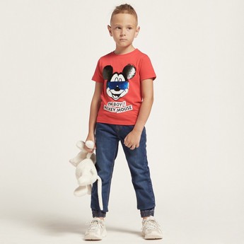 Juniors Solid Denim Pants with Pocket Detail and Drawstring