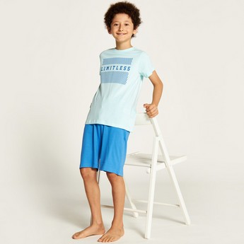 Juniors Printed Crew Neck T-shirt and Shorts Set