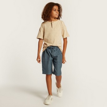 Solid Shorts with Drawstring Closure and Pockets