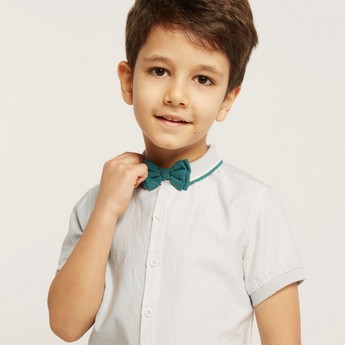 Juniors Solid Shirt with Button Closure and Bow Detail