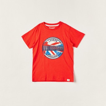 Lee Cooper Printed T-shirt with Crew Neck and Short Sleeves