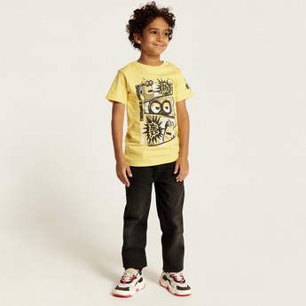 Despicable Me Print T-shirt with Crew Neck and Short Sleeves