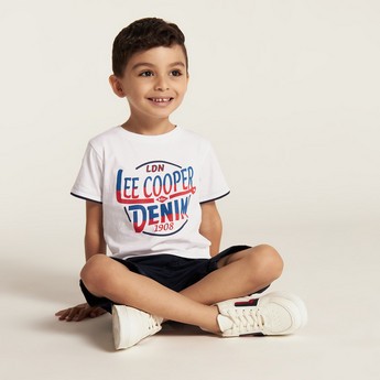 Lee Cooper Printed T-shirt with Crew Neck and Short Sleeves