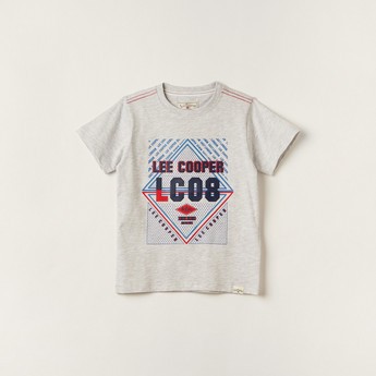 Lee Cooper Printed Crew Neck T-shirt with Short Sleeves