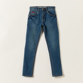 Lee Cooper Solid Denim Jeans with Pockets and Belt Loops