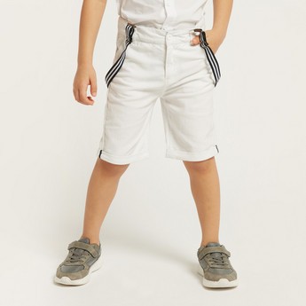 Juniors Solid Shorts with Suspenders