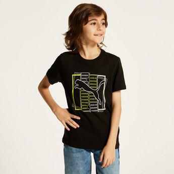 PUMA Printed T-shirt with Round Neck and Short Sleeves